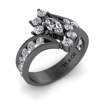 JBR Bypass Marquise around Round Diamonds S925 Wedding Ring - JBR Jeweler