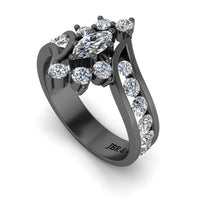 JBR Bypass Marquise around Round Diamonds S925 Wedding Ring - JBR Jeweler