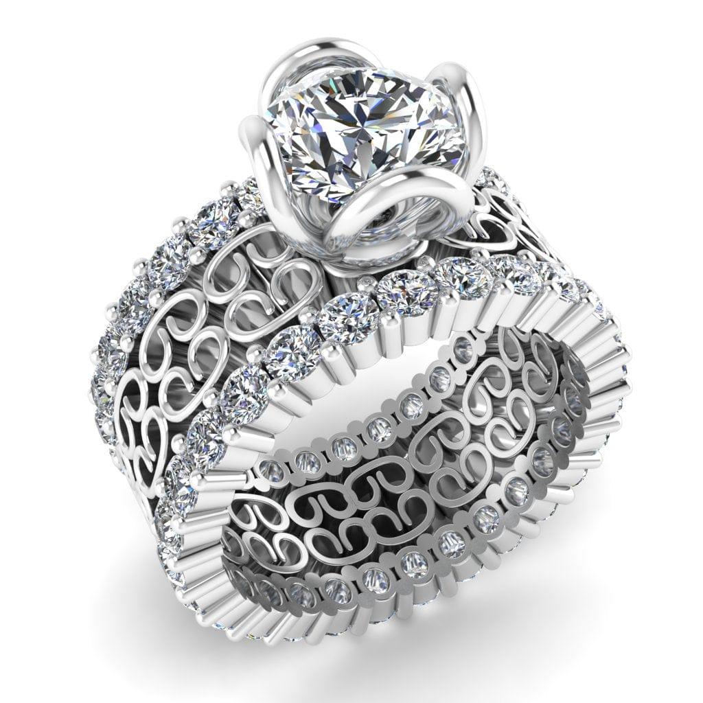 JBR Celtic Round Cut Solitaire Sterling Silver Ring Set - JBR Jeweler