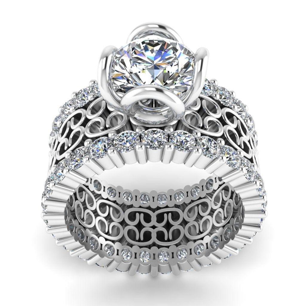 JBR Celtic Round Cut Solitaire Sterling Silver Ring Set - JBR Jeweler