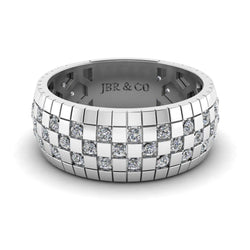 JBR Checkered Board Pattern Men's Eternity Wedding Band - JBR Jeweler