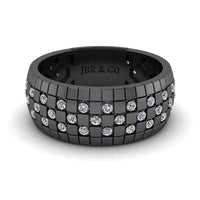 JBR Checkered Board Pattern Men's Eternity Wedding Band - JBR Jeweler