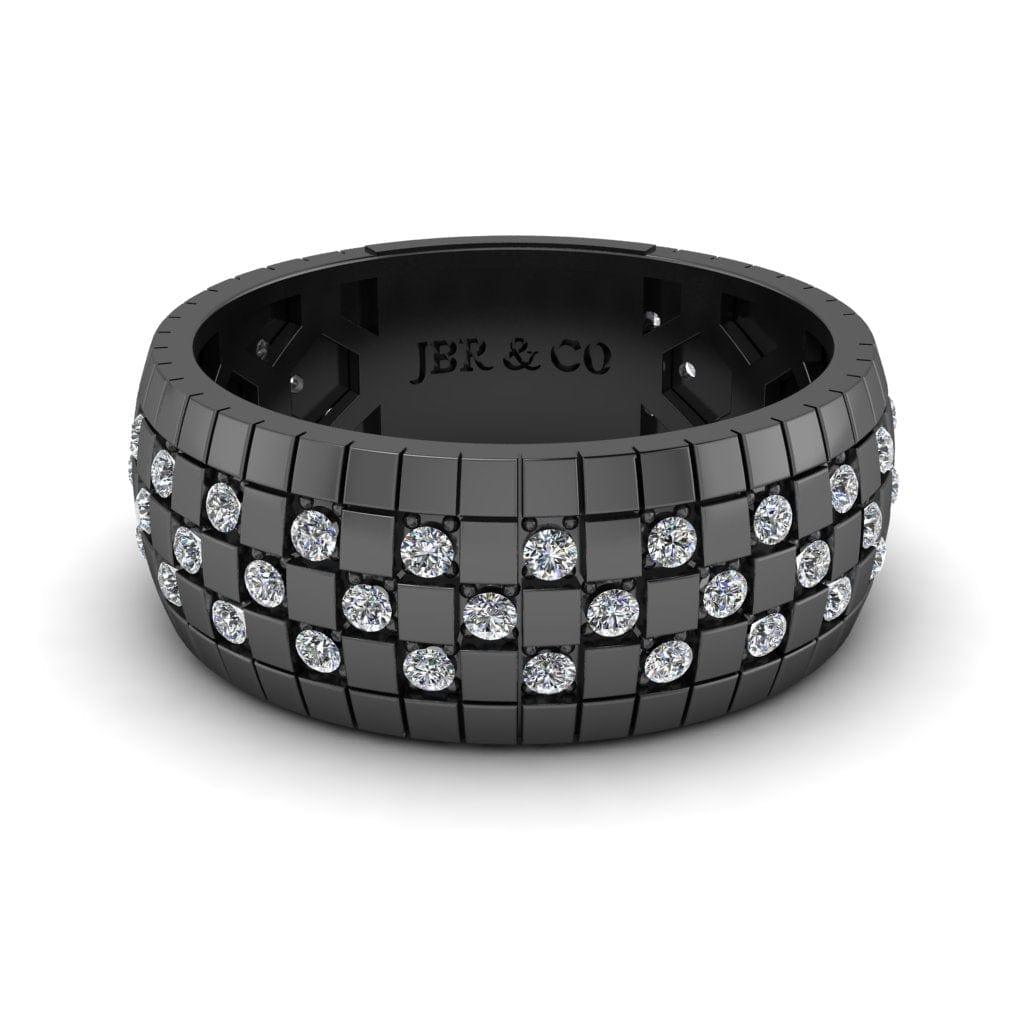 JBR Checkered Board Pattern Men's Eternity Wedding Band - JBR Jeweler