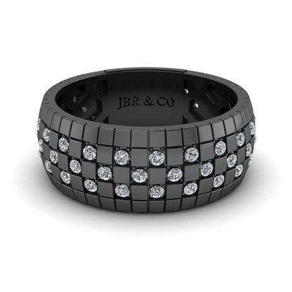 JBR Checkered Board Pattern Men's Eternity Wedding Band - JBR Jeweler