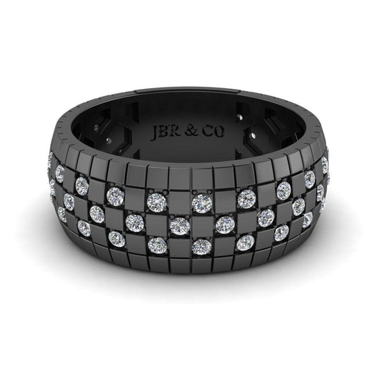 JBR Checkered Board Pattern Men's Eternity Wedding Band - JBR Jeweler