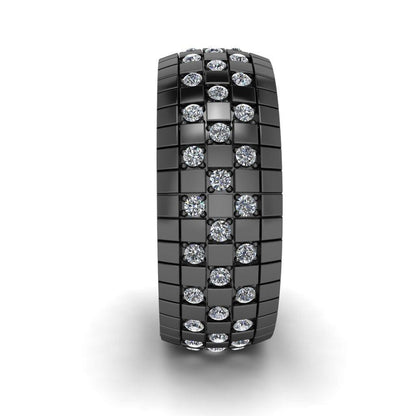 JBR Checkered Board Pattern Men's Eternity Wedding Band - JBR Jeweler