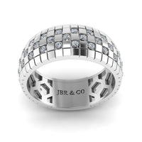 JBR Checkered Board Pattern Men's Eternity Wedding Band - JBR Jeweler