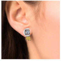 JBR Citrine Marion Two Tone Round Cut Sterling Silver Stud Earrings - JBR Jeweler