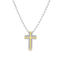 JBR Classic Cross Design Round Cut Sterling Silver Necklace - JBR Jeweler