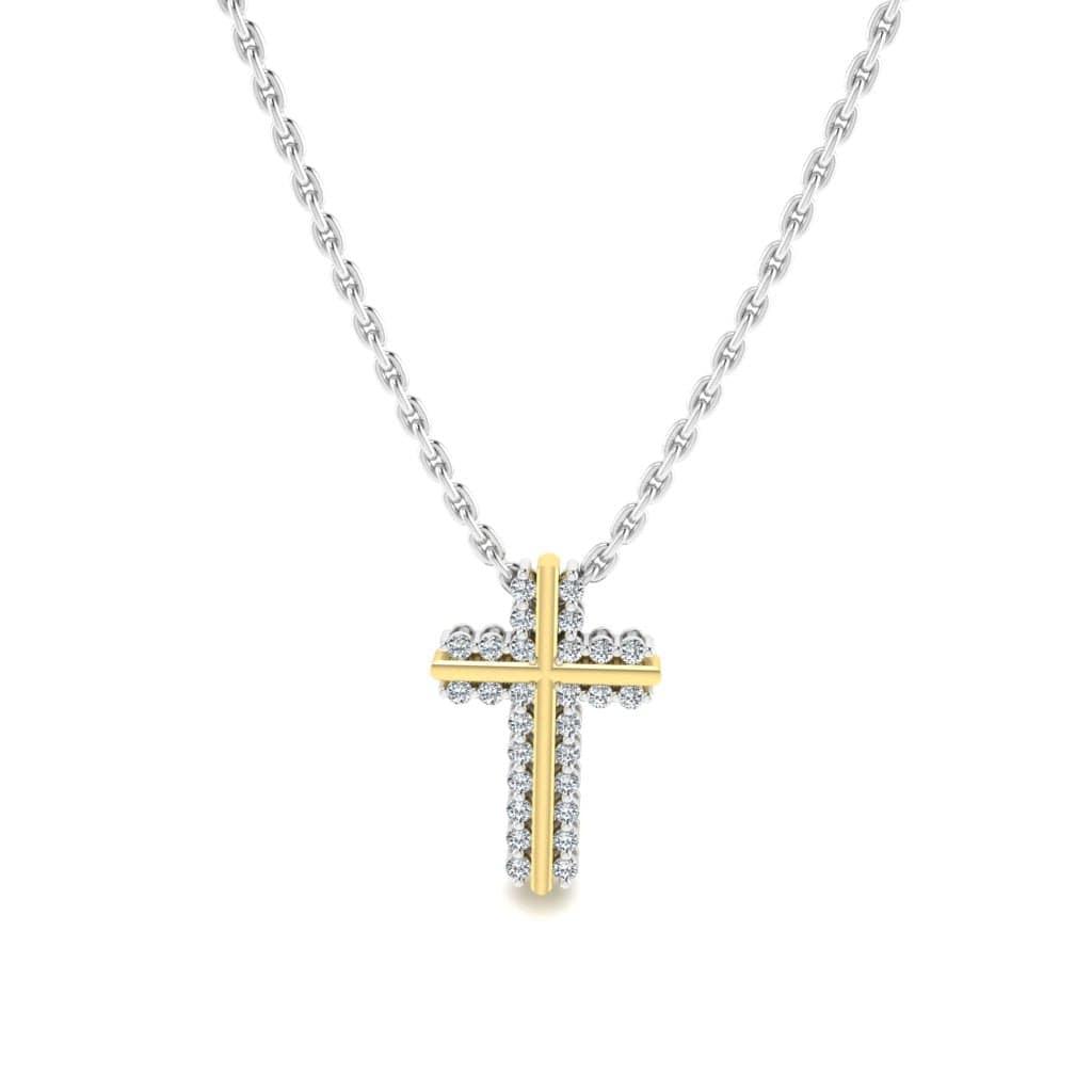 JBR Classic Cross Design Round Cut Sterling Silver Necklace - JBR Jeweler