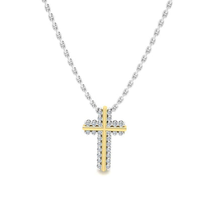 JBR Classic Cross Design Round Cut Sterling Silver Necklace - JBR Jeweler