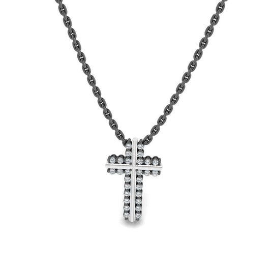 JBR Classic Cross Design Round Cut Sterling Silver Necklace - JBR Jeweler