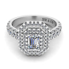 JBR Classic Double Halo Emerald Cut Sterling Silver Ring - JBR Jeweler