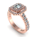 JBR Classic Double Halo Emerald Cut Sterling Silver Ring - JBR Jeweler