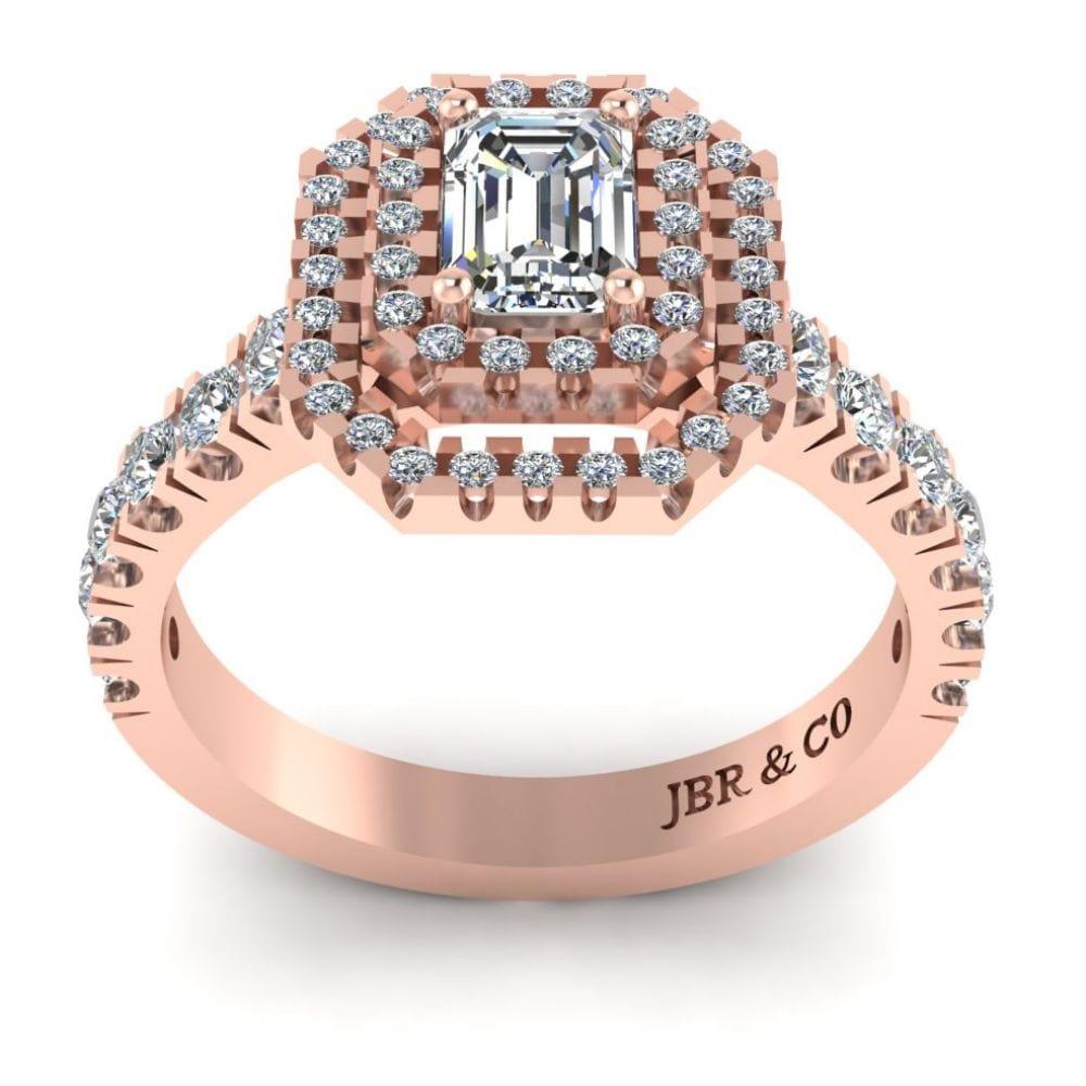 JBR Classic Double Halo Emerald Cut Sterling Silver Ring - JBR Jeweler