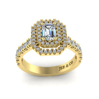 JBR Classic Double Halo Emerald Cut Sterling Silver Ring - JBR Jeweler