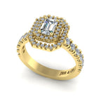 JBR Classic Double Halo Emerald Cut Sterling Silver Ring - JBR Jeweler