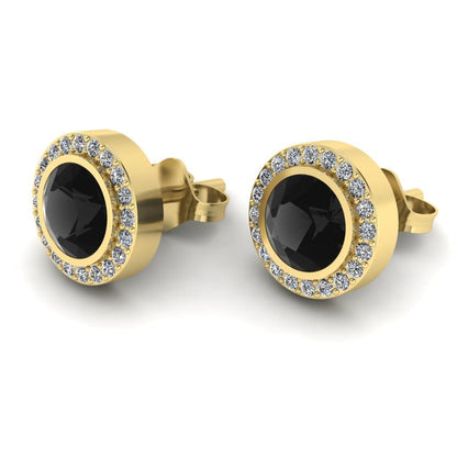 JBR Classic Halo Black Diamonds Sterling Silver Stud Earrings - JBR Jeweler