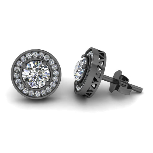 JBR Classic Halo Round Cut Milgrain Sterling Silver Stud Earrings - JBR Jeweler