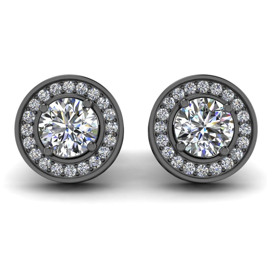 JBR Classic Halo Round Cut Milgrain Sterling Silver Stud Earrings - JBR Jeweler