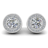 JBR Classic Halo Round Cut Milgrain Sterling Silver Stud Earrings - JBR Jeweler