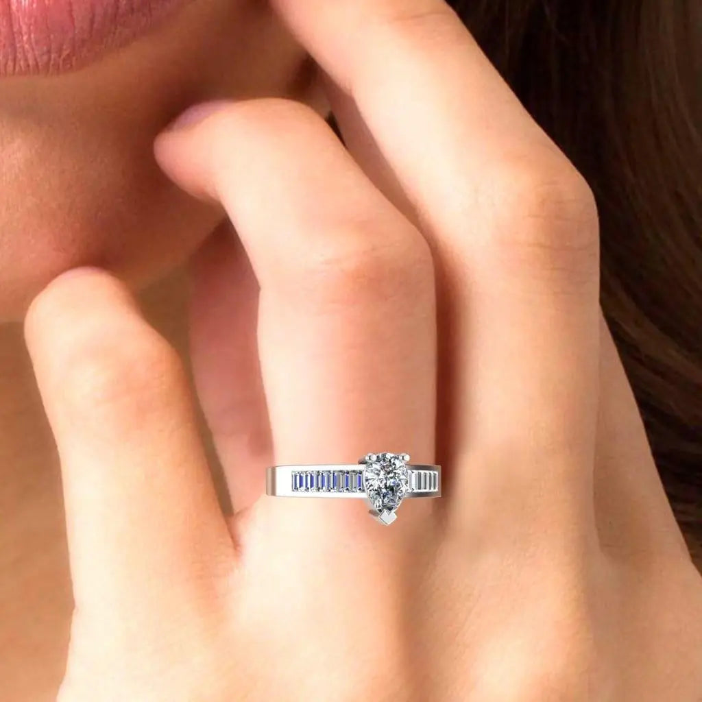 JBR Classic Pear Cut Sterling Silver Ring - JBR Jeweler