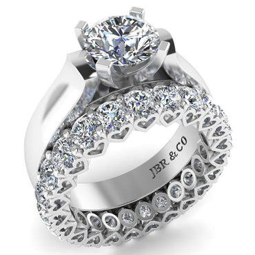 JBR Classic Round Cut Sterling Silver Ring Bridal Set - JBR Jeweler