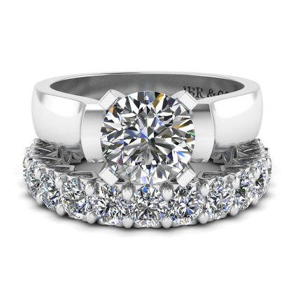 JBR Classic Round Cut Sterling Silver Ring Bridal Set - JBR Jeweler