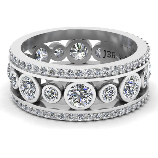 JBR Classic Round Cut Sterling Silver Women's Eternity Band - JBR Jeweler