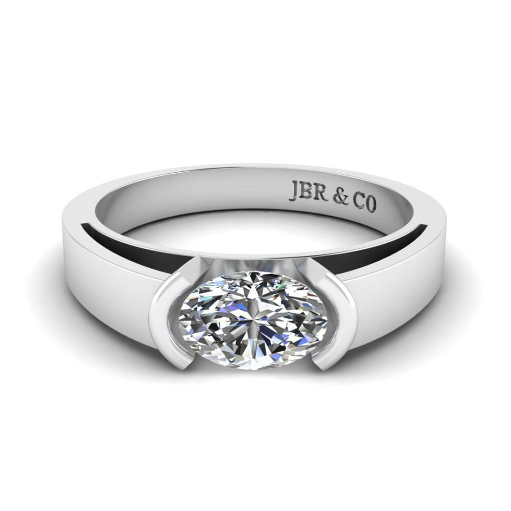 JBR Classic Solitaire Oval Cut Sterling Silver Ring - JBR Jeweler