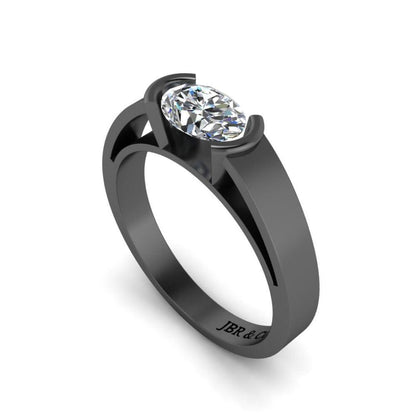 JBR Classic Solitaire Oval Cut Sterling Silver Ring - JBR Jeweler