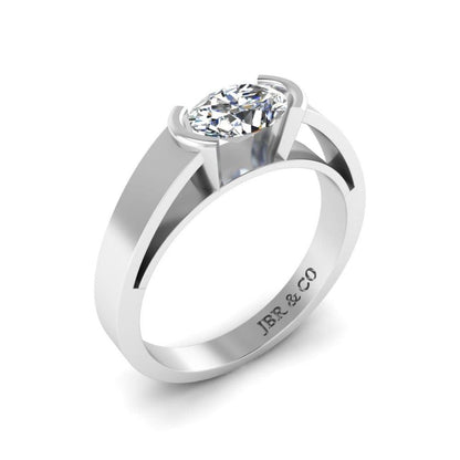 JBR Classic Solitaire Oval Cut Sterling Silver Ring - JBR Jeweler