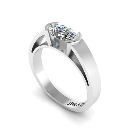 JBR Classic Solitaire Oval Cut Sterling Silver Ring - JBR Jeweler