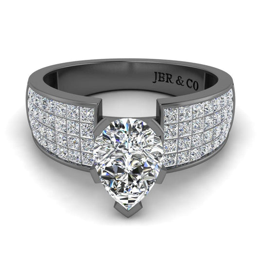 JBR Classic Solitaire Pear Cut Sterling Silver Ring - JBR Jeweler