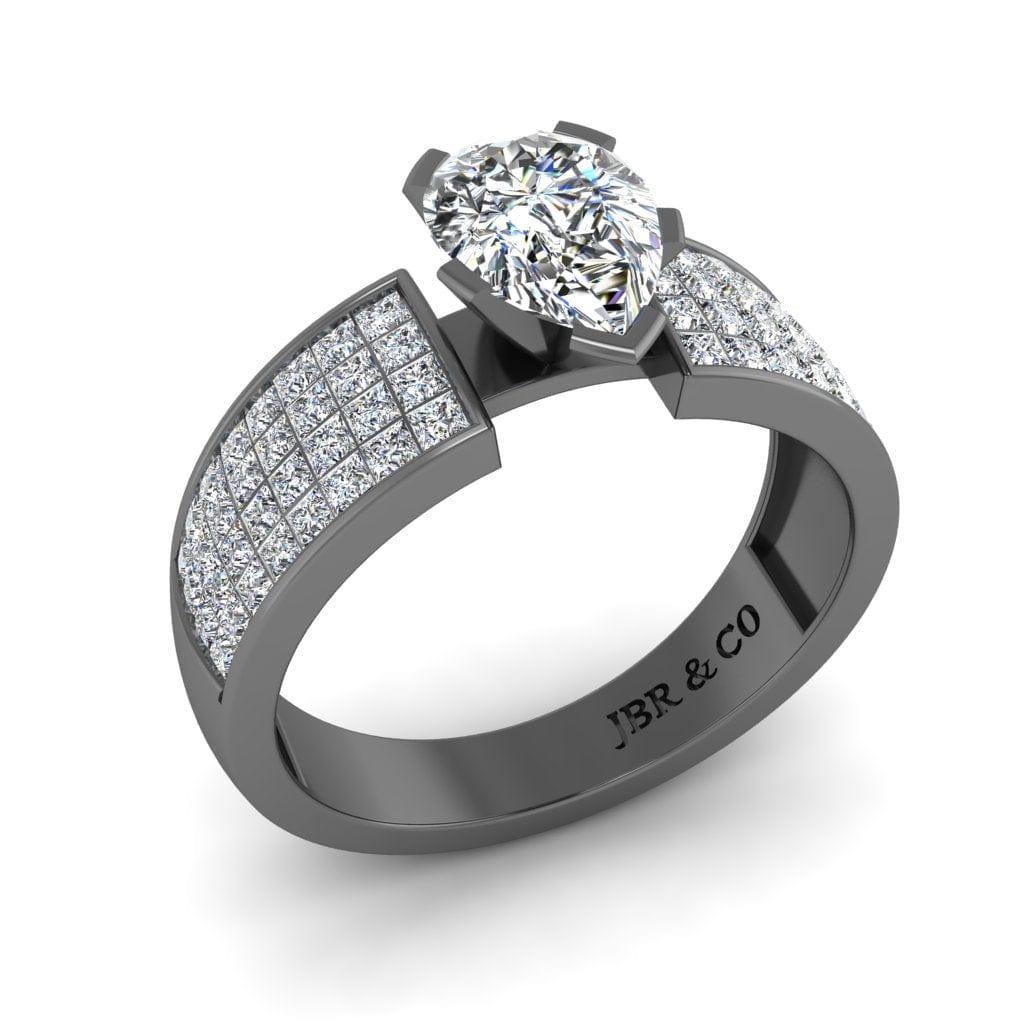 JBR Classic Solitaire Pear Cut Sterling Silver Ring - JBR Jeweler