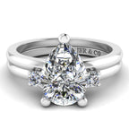 JBR Classic Solitaire Pear Cut Sterling Silver Ring Set - JBR Jeweler