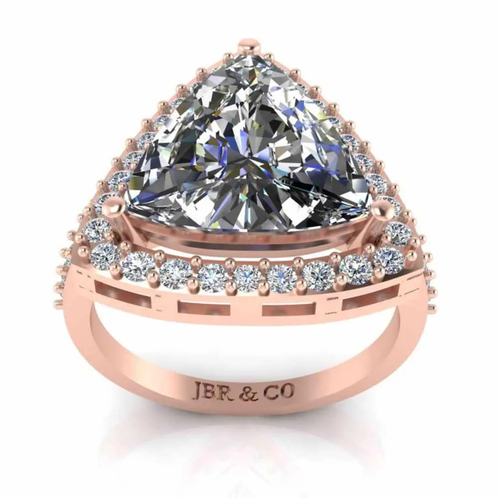 JBR Classic Trillion Cut Halo Design Sterling Silver Ring - JBR Jeweler