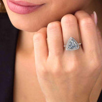 JBR Classic Trillion Cut Halo Design Sterling Silver Ring - JBR Jeweler