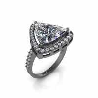 JBR Classic Trillion Cut Halo Design Sterling Silver Ring - JBR Jeweler