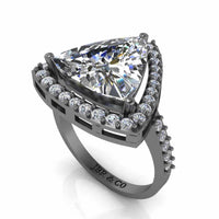 JBR Classic Trillion Cut Halo Design Sterling Silver Ring - JBR Jeweler