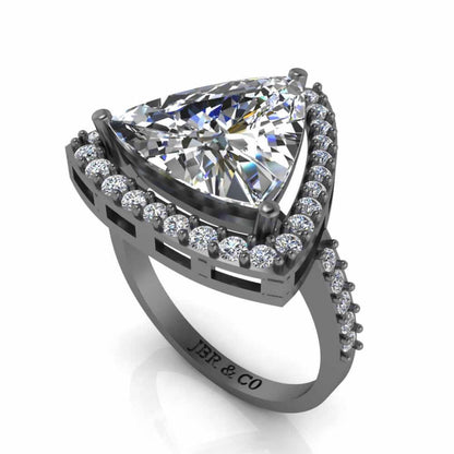 JBR Classic Trillion Cut Halo Design Sterling Silver Ring - JBR Jeweler