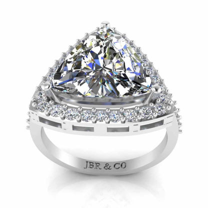 JBR Classic Trillion Cut Halo Design Sterling Silver Ring - JBR Jeweler