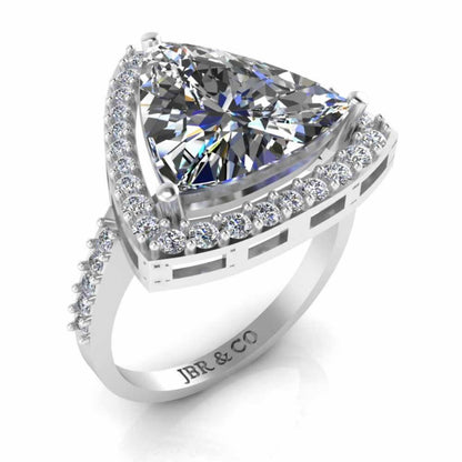 JBR Classic Trillion Cut Halo Design Sterling Silver Ring - JBR Jeweler