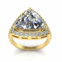 JBR Classic Trillion Cut Halo Design Sterling Silver Ring - JBR Jeweler