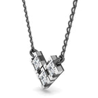 JBR Classic Two Tone Round Cut Stone Pendant Sterling Silver Necklace - JBR Jeweler