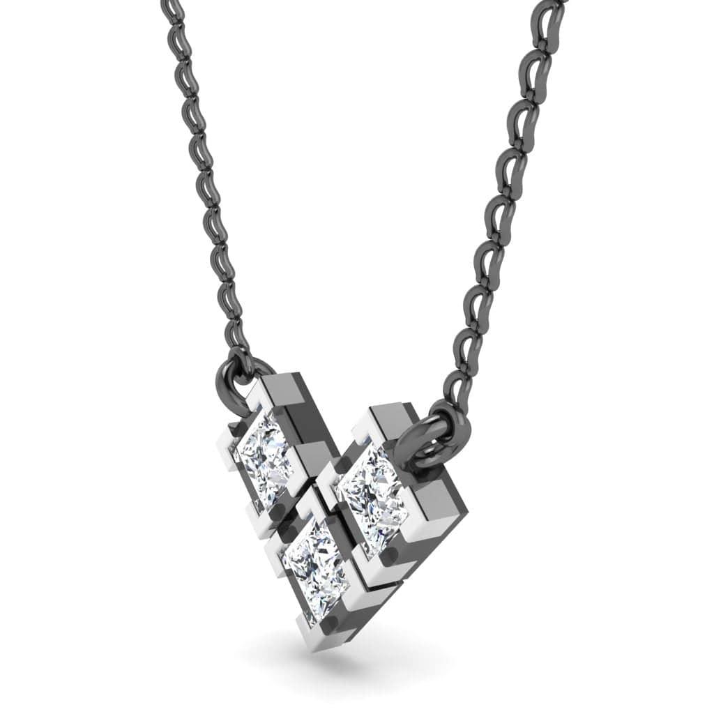 JBR Classic Two Tone Round Cut Stone Pendant Sterling Silver Necklace - JBR Jeweler