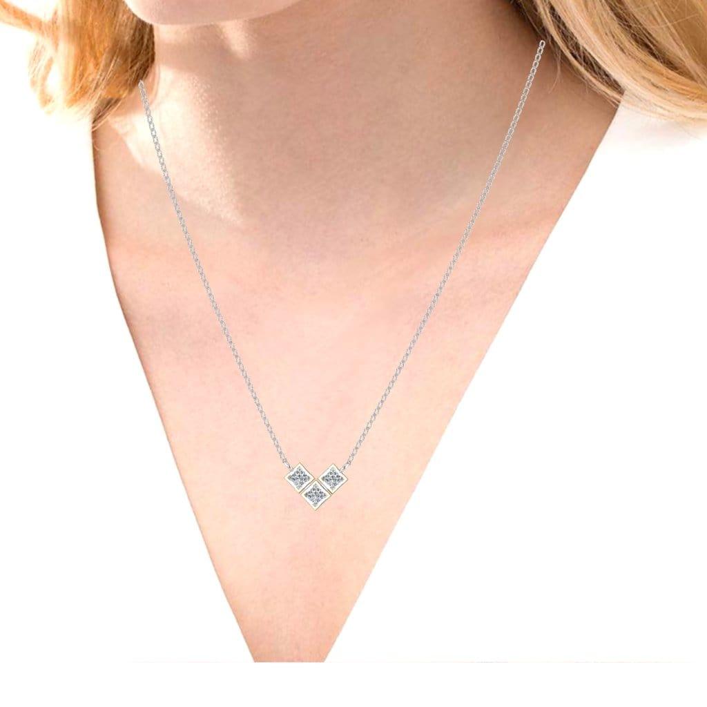 JBR Classic Two Tone Round Cut Stone Pendant Sterling Silver Necklace - JBR Jeweler