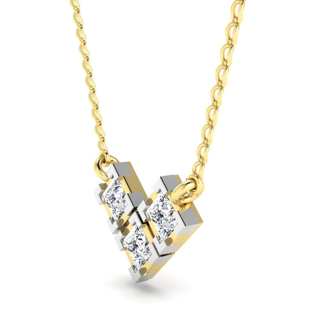 JBR Classic Two Tone Round Cut Stone Pendant Sterling Silver Necklace - JBR Jeweler