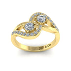 JBR Crossover Round Cut Diamonds Sterling Silver Promise Ring - JBR Jeweler