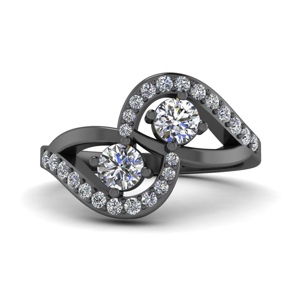 JBR Crossover Round Cut Diamonds Sterling Silver Promise Ring - JBR Jeweler